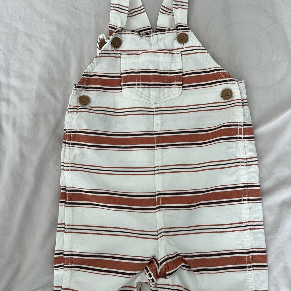 Carter’s overalls striped pattern, like new, no stains or damaged, sf, pf, 18mon